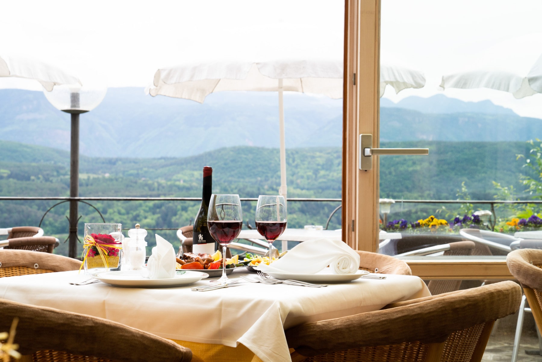 food with wine glass
